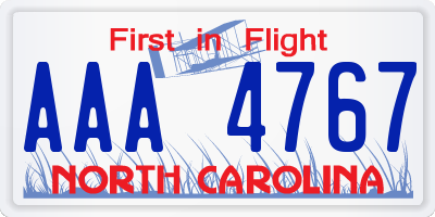 NC license plate AAA4767