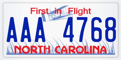 NC license plate AAA4768