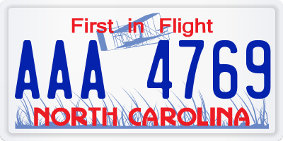 NC license plate AAA4769