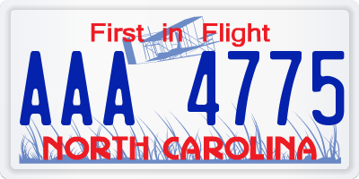 NC license plate AAA4775