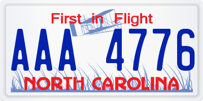 NC license plate AAA4776