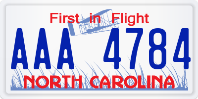 NC license plate AAA4784