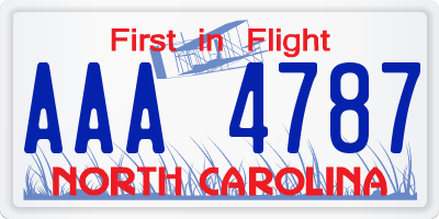 NC license plate AAA4787