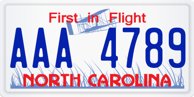 NC license plate AAA4789