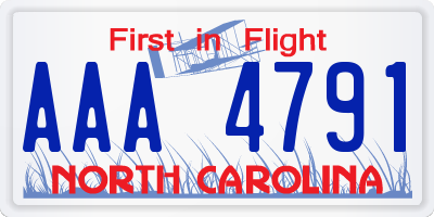 NC license plate AAA4791