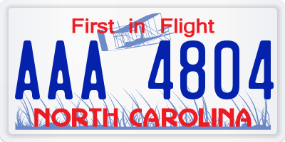 NC license plate AAA4804