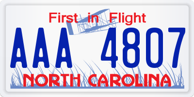 NC license plate AAA4807