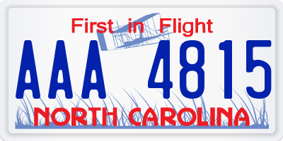 NC license plate AAA4815