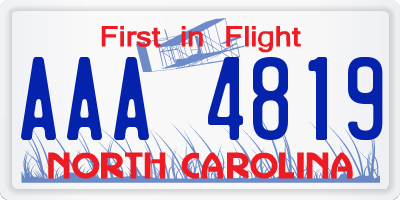 NC license plate AAA4819