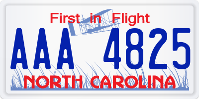 NC license plate AAA4825