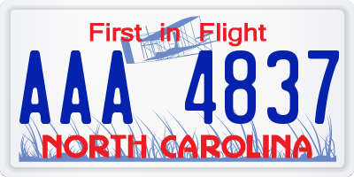 NC license plate AAA4837