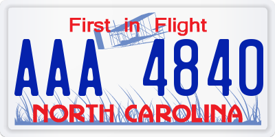 NC license plate AAA4840