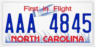 NC license plate AAA4845