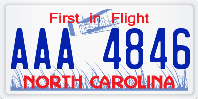 NC license plate AAA4846