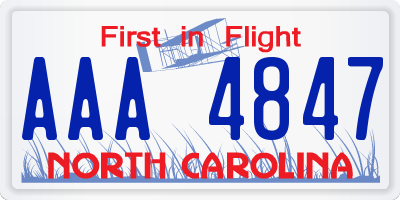 NC license plate AAA4847