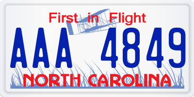 NC license plate AAA4849