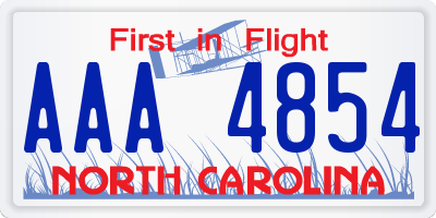 NC license plate AAA4854