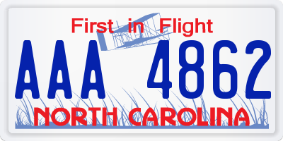 NC license plate AAA4862