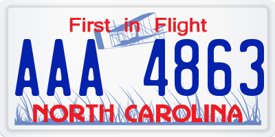 NC license plate AAA4863