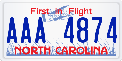 NC license plate AAA4874