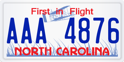 NC license plate AAA4876