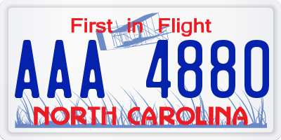 NC license plate AAA4880