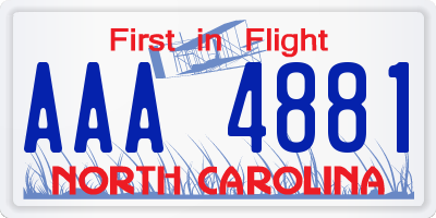 NC license plate AAA4881