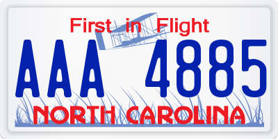 NC license plate AAA4885