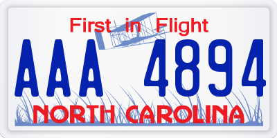 NC license plate AAA4894