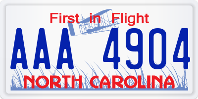 NC license plate AAA4904