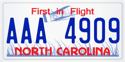 NC license plate AAA4909