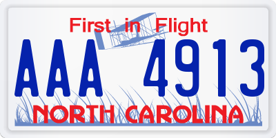 NC license plate AAA4913