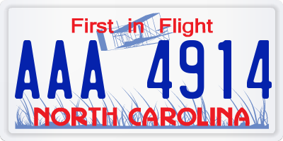 NC license plate AAA4914