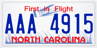 NC license plate AAA4915
