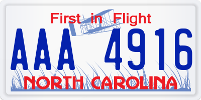 NC license plate AAA4916