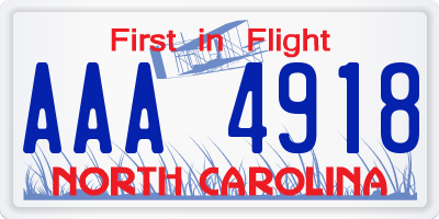 NC license plate AAA4918