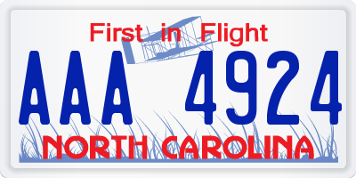 NC license plate AAA4924