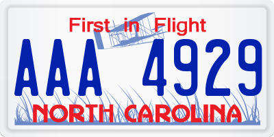 NC license plate AAA4929