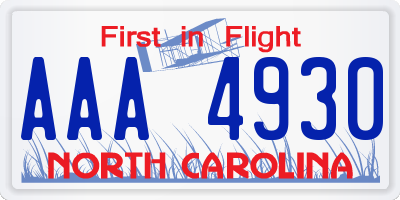 NC license plate AAA4930