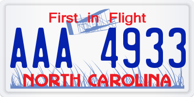 NC license plate AAA4933