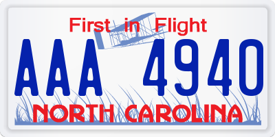 NC license plate AAA4940