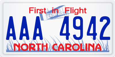 NC license plate AAA4942