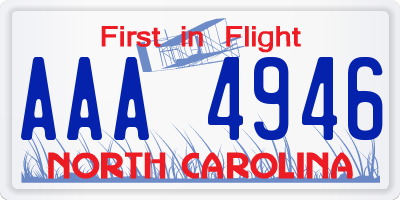 NC license plate AAA4946