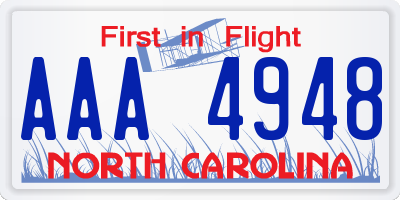 NC license plate AAA4948