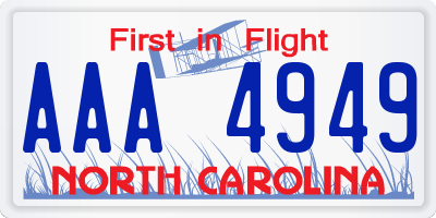 NC license plate AAA4949