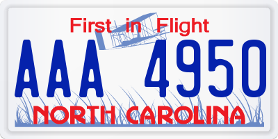 NC license plate AAA4950