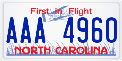 NC license plate AAA4960