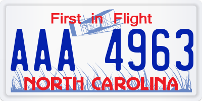 NC license plate AAA4963