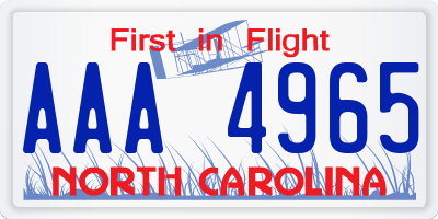 NC license plate AAA4965