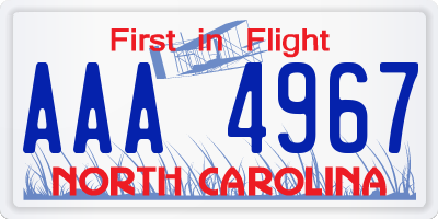 NC license plate AAA4967